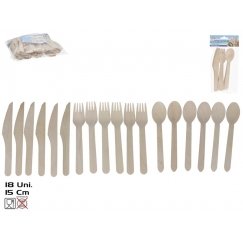 Cutlery X18, Wood, 16 X 3,2 Cm, SUMMER ENJOY