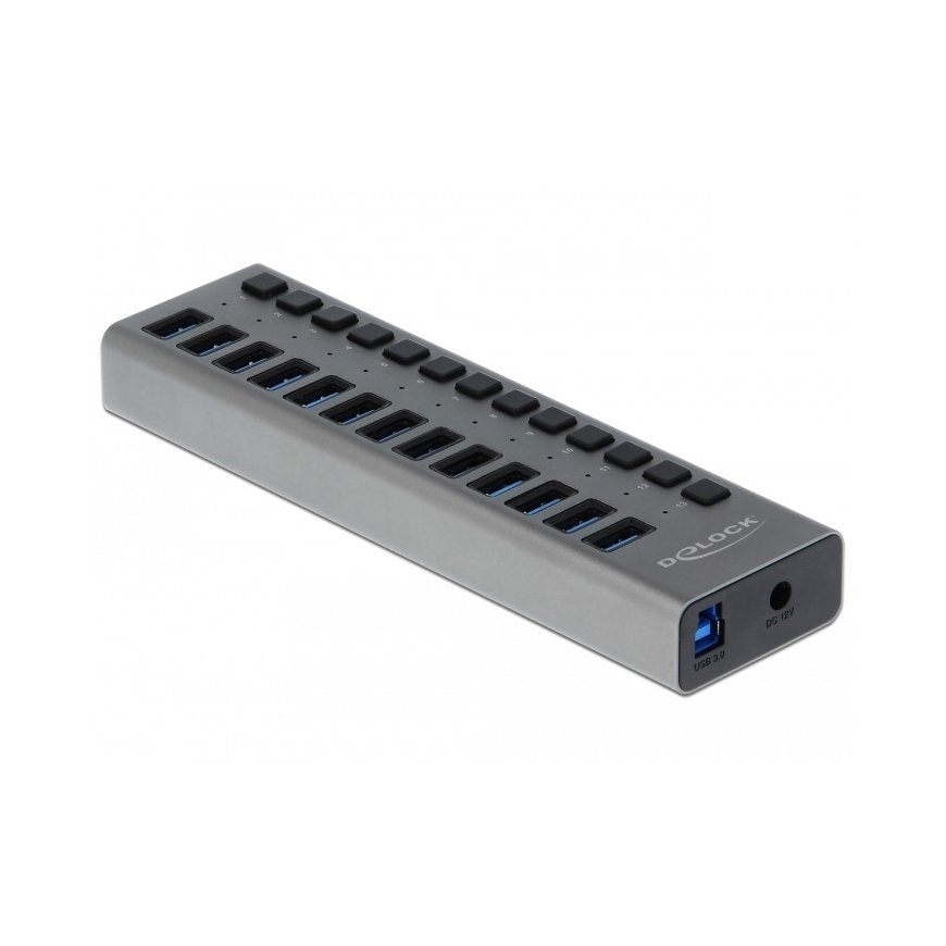 DeLOCK 63738 keskitin USB 3.2 Gen 1 (3.1 Gen 1) Type-B 5000 Mbit/s Harmaa