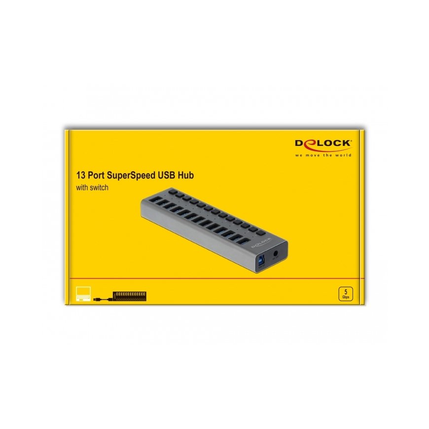 DeLOCK External USB 5 Gbps Hub with 13 Ports + Switch – 3