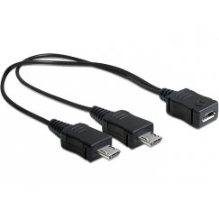 DeLOCK 20.5cm, USB micro-B - 2 x USB micro-B USB кабель USB 2.0 0,205 m Micro-USB B 2 x Micro-USB B Черный