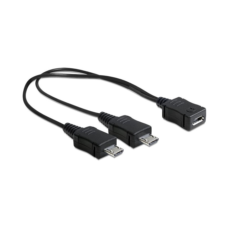 DeLOCK 20.5cm, USB micro-B - 2 x USB micro-B USB-kaabel USB 2.0 0,205 m Micro-USB B 2 x Micro-USB B