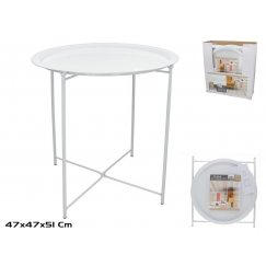 Metal Side Table 47 x 47 x 51 cm, White, DECORLIFE
