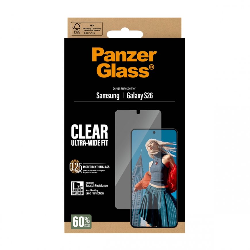 PanzerGlass ® Screen Protector Samsung Galaxy S26 | Ultra-Wide Fit w. EasyAligner Caurspīdīgs ekrāna – 3