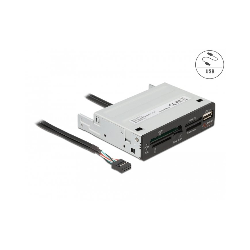DeLOCK 91708 karšu lasītājs USB 2.0 Iekšējs Melns, Pelēks – 2