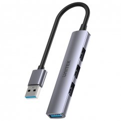 UNITEK H1208A keskitin USB 3.2 Gen 1 (3.1 Gen 1) Type-A 5000 Mbit/s Harmaa