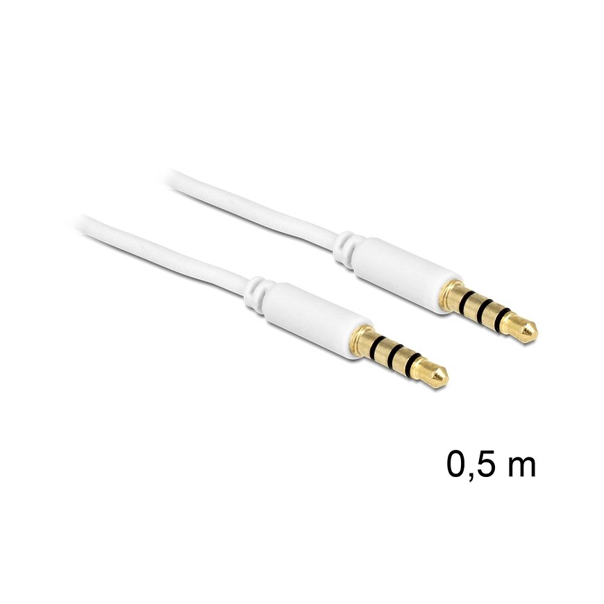 DeLOCK 3.5mm - 3.5mm, 0.5m audiokaapeli 0,5 m Valkoinen