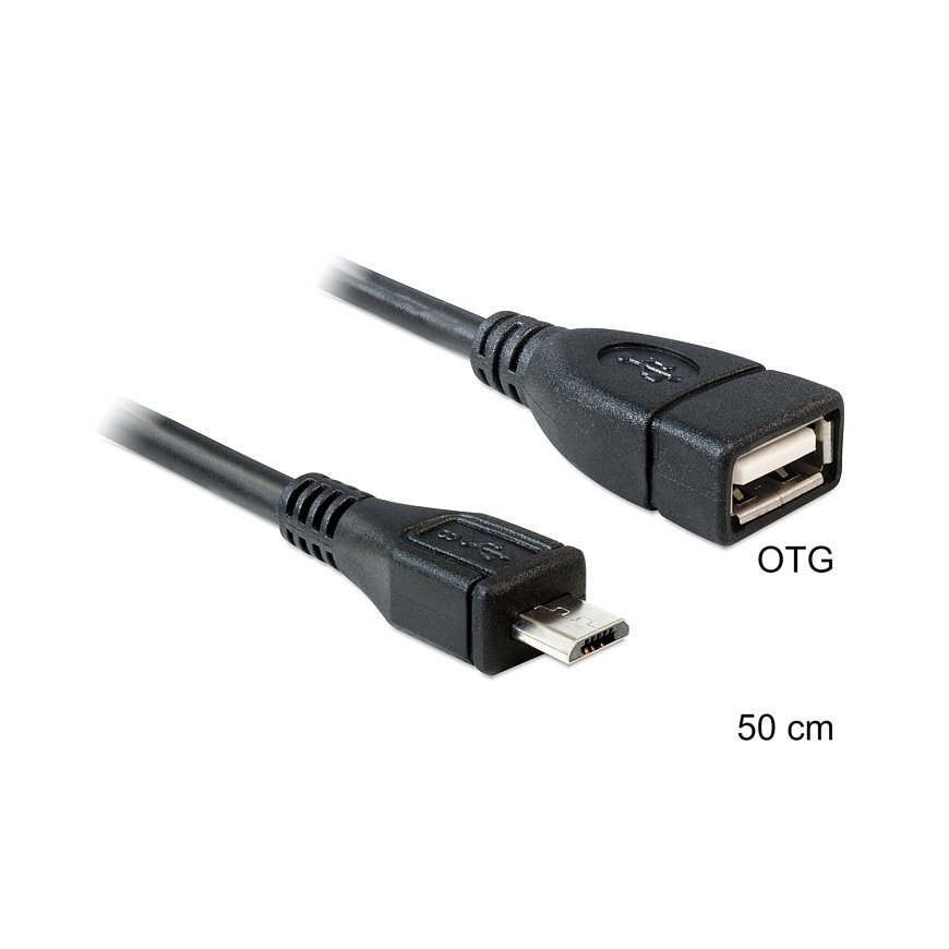 DeLOCK 50cm USB micro-B/USB2.0-A USB cable 0.5 m Micro-USB B USB A Black