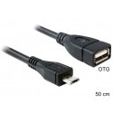 DeLOCK 50cm USB micro-B/USB2.0-A USB kabelis 0,5 m Micro-USB B USB A Melns DeLOCK 50cm USB micro-B/USB2.0-A USB kabelis 0,5 m Micro-USB B USB A Melns