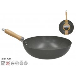 Wok-pannu puukahvalla 28 cm, 8 x 45 x 28 cm, KITCHEN&GO