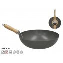 Wok Pan with Wooden Handle 28 cm, 8 x 45 x 28 cm, KITCHEN&GO