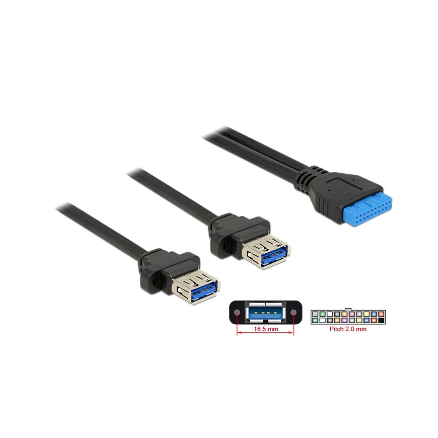 DeLOCK 85244 USB cable 0.8 m Black