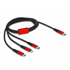 DeLOCK 86711 USB-kaapeli USB 2.0 1 m USB C USB C/Micro-USB B/Lightning musta, Punainen