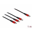 DeLOCK 86711 USB-kaapeli USB 2.0 1 m USB C USB C/Micro-USB B/Lightning musta, Punainen DeLOCK 86711 USB-kaapeli USB 2.0 1 m USB C USB C/Micro-USB B/Lightning musta, Punainen