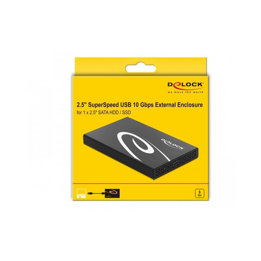 DeLOCK 42611 kõvakettaboks HDD/SSD ümbris Must, Valge 2.5" – 4