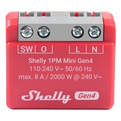 Shelly 1PM Mini Gen4 Интеллектуальный выключатель Красный