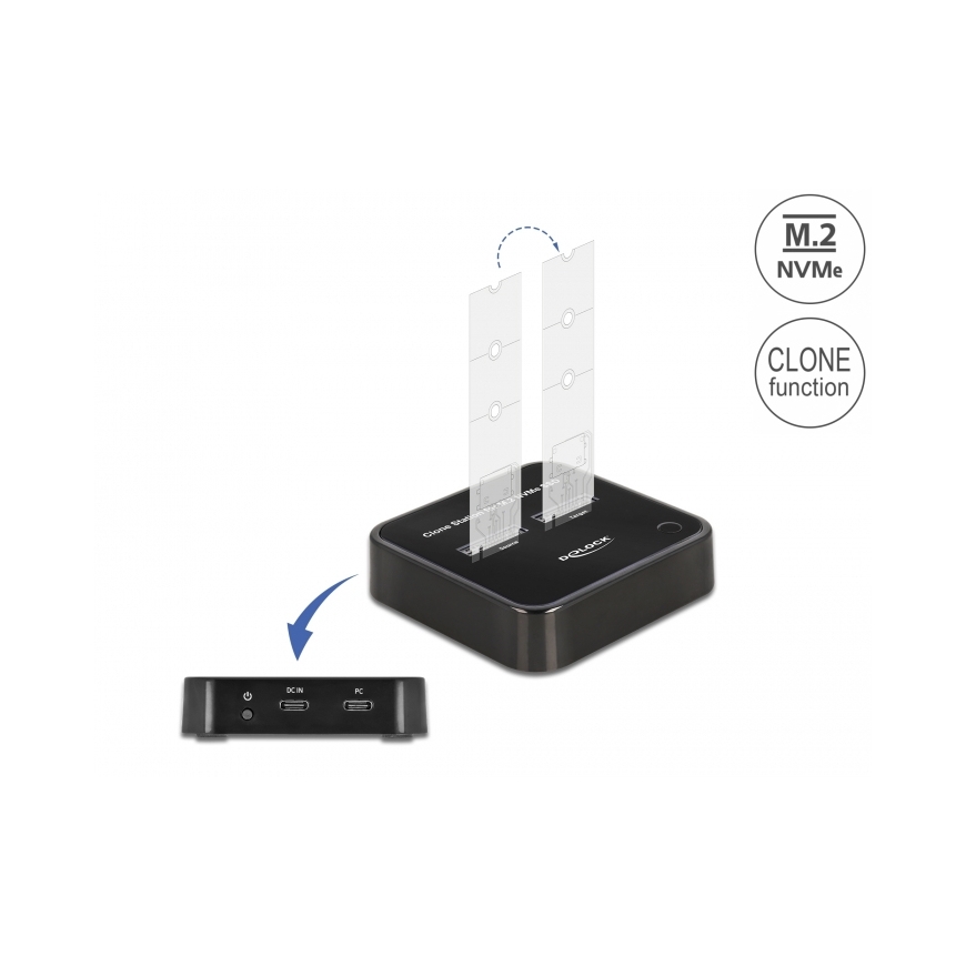 DeLOCK M.2 Docking Station for 2 x M.2 NVMe PCIe SSD with Clone function – 3