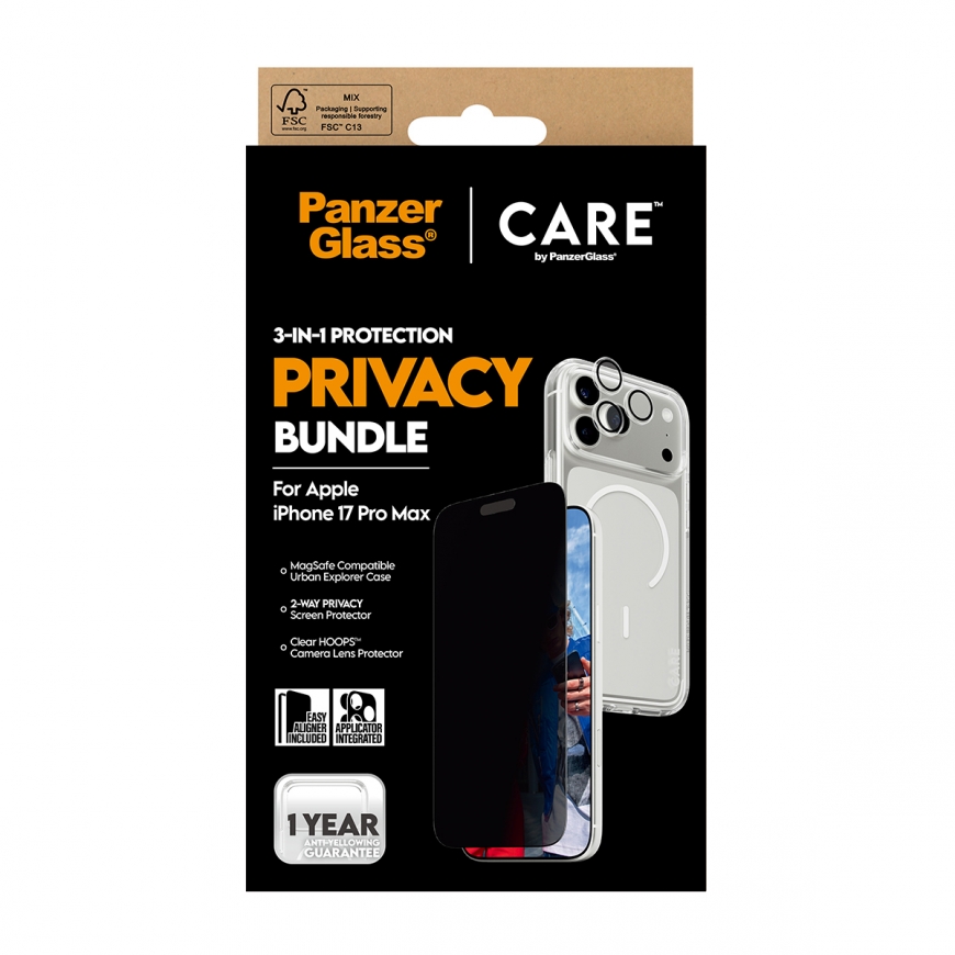 PanzerGlass ® | CARE by ® 3-in-1 Flagship Privacy Bundle iPhone 17 Pro Max – 3