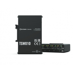 Teltonika TSW010 DIN Rain Switch 5 x Fast Ethernet (10/100) Power over Ethernet -tuki musta