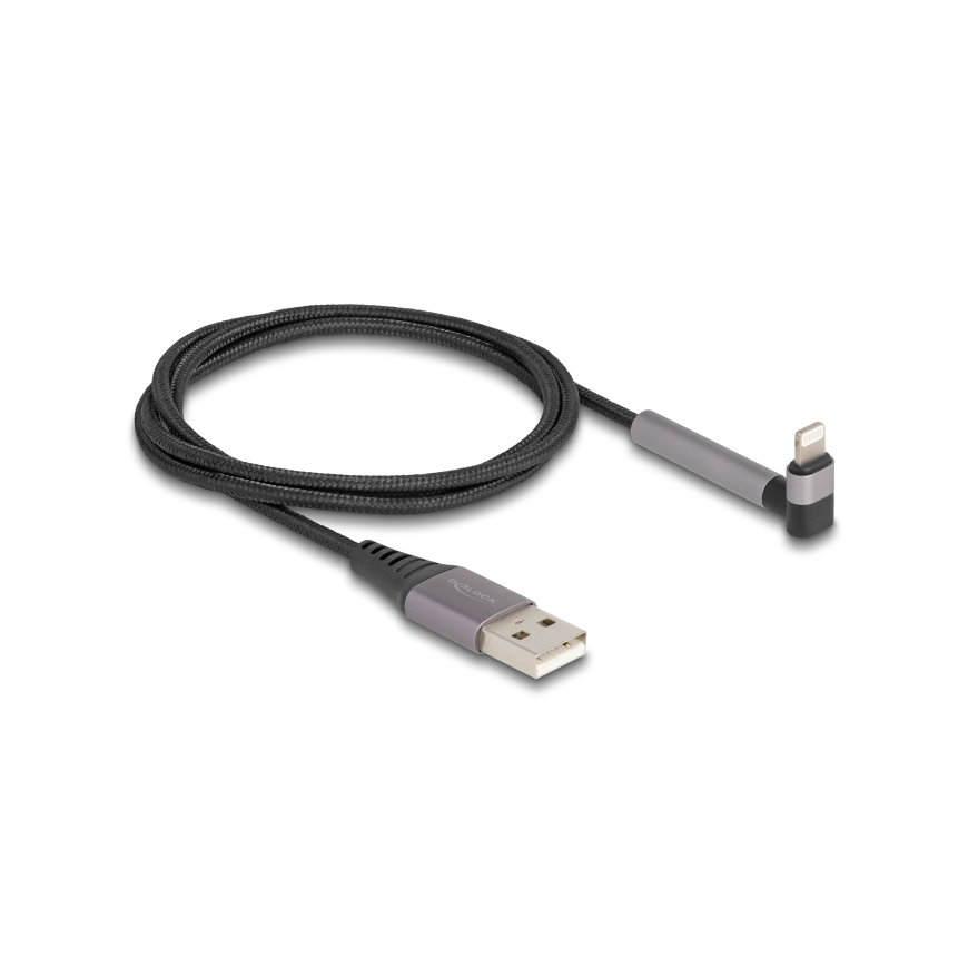DeLOCK 85404 кабель с разъемами Lightning 1,5 m Черный, Серый