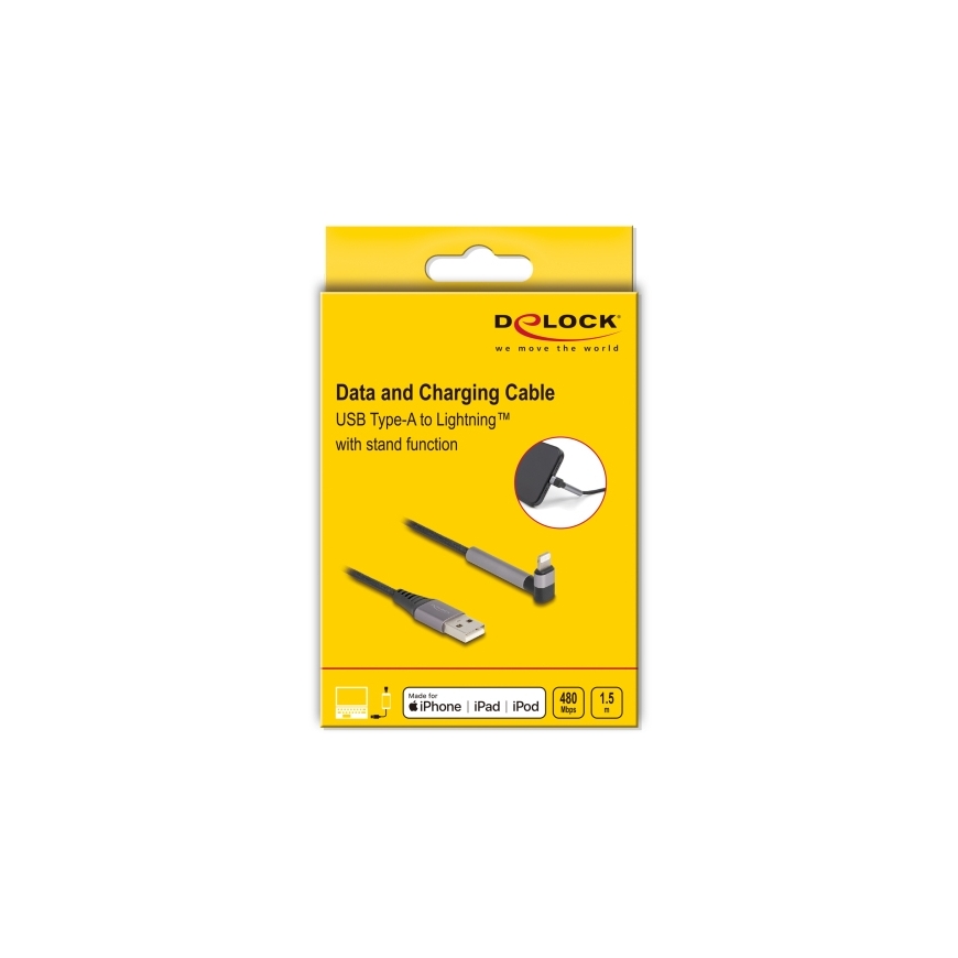DeLOCK 85404 lightning kabelis 1,5 m Melns, Pelēks – 3