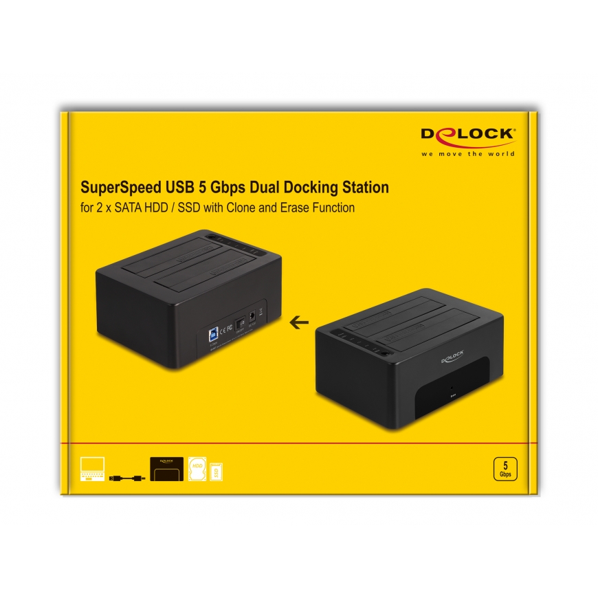 DeLOCK 64187 tallennusaseman kotelo HDD-/SSD-kotelo musta 2.5/3.5" – 5