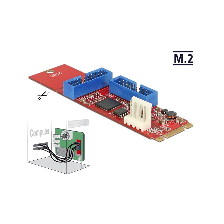 DeLOCK 62843 sąsajos plokštė / adapteris Vidinis USB 3.2 Gen 1 (3.1 Gen 1) – 4