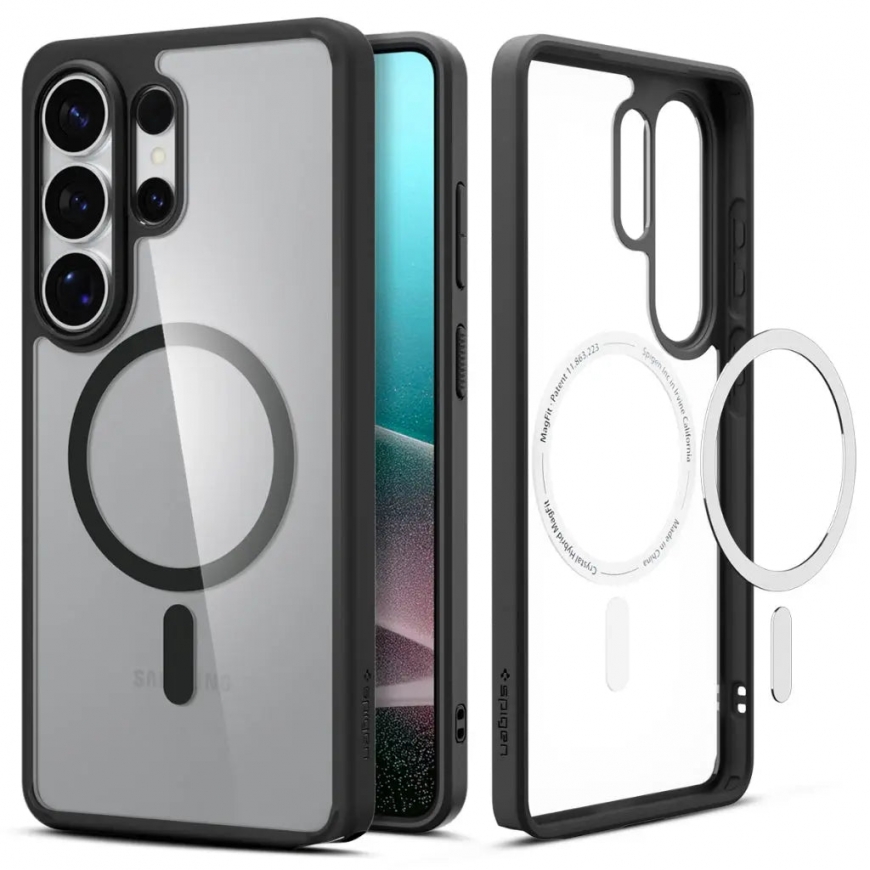 Spigen Ultra Hybrid (MagFit) mobiiltelefoni ümbris 17,5 cm (6.9") Kate Läbipaistev, Must