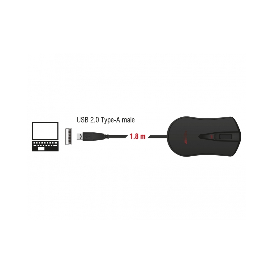 DeLOCK 12531 pele Speļu Abām rokām USB Type-A Optisks 4800 DPI – 3