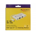 DeLOCK 87731 dokstacija USB 3.2 Gen 1 (3.1 Gen 1) Type-C Pelēks, Balts DeLOCK 87731 dokstacija USB 3.2 Gen 1 (3.1 Gen 1) Type-C Pelēks, Balts