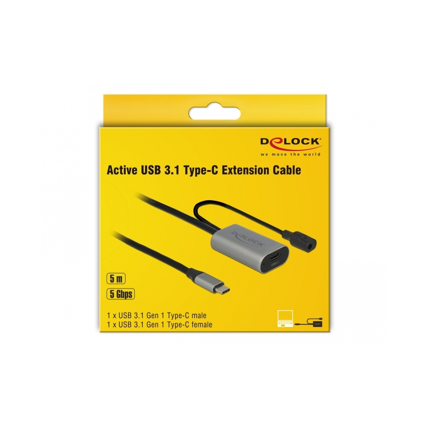 DeLOCK 85392 USB kabelis USB 3.2 Gen 1 (3.1 Gen 1) 5 m USB C Juoda, Pilka – 3