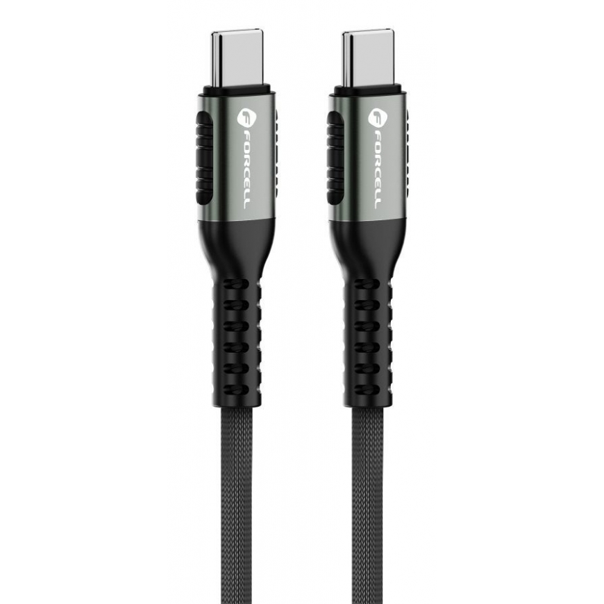 Forcell 5903396298288 USB kabelis 1,2 m USB C Juoda, Sidabras