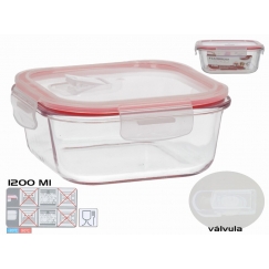 1200 ml Square Lunch Box, 7,5 x 18 x 18 cm, KITCHEN&GO