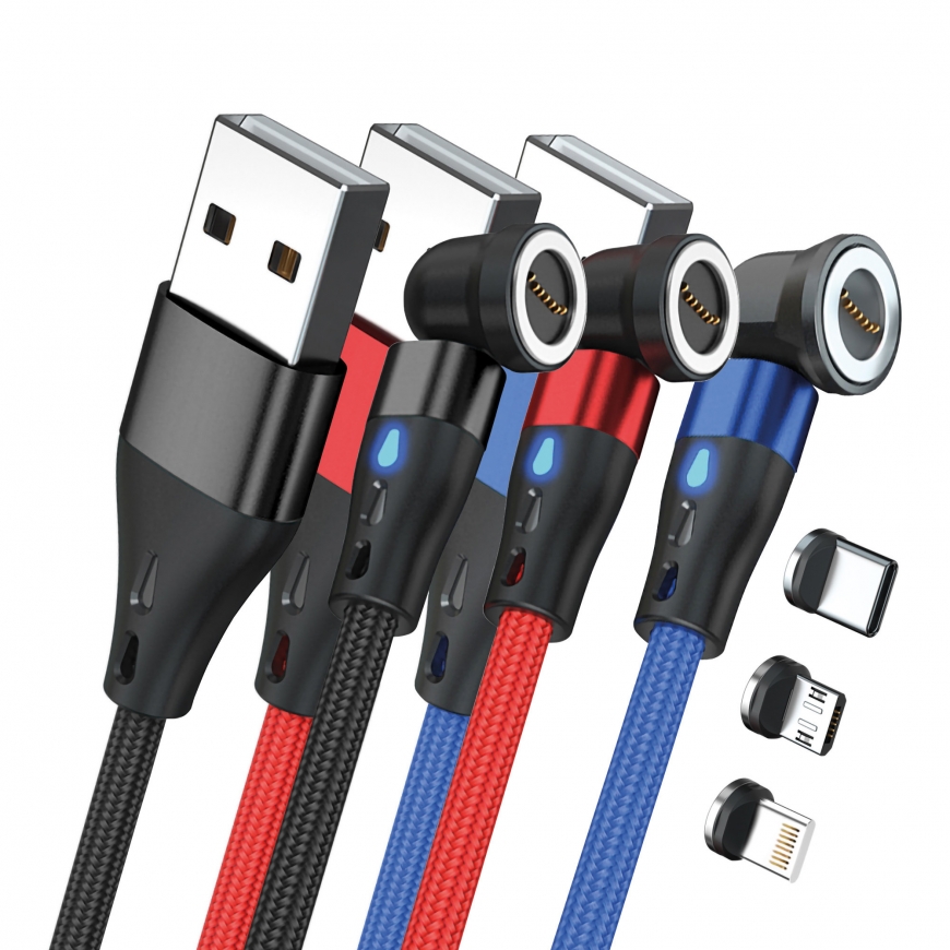 RealPower MagneticCharge3 USB cable 1 m USB A Black, Blue, Red
