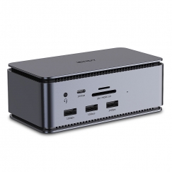 Lindy 43372 kannettavien tietokoneiden telakka ja porttitoistin Telakointi USB4 Antrasiitti