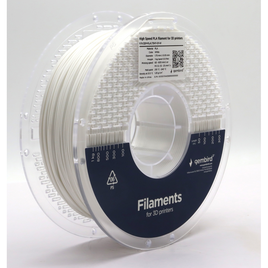 Gembird 3DP-PLA1.75HY-01-W 3D-tulostusmateriaali Polymaitohappo (PLA) Valkoinen 1 kg – 2