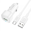 Borofone Car charger BZ34 Cloud - USB - QC 3.0 18W with USB to T Borofone Car charger BZ34 Cloud - USB - QC 3.0 18W with USB to T