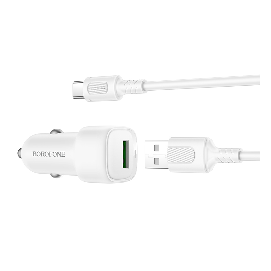 Borofone Car charger BZ34 Cloud - USB - QC 3.0 18W with USB to T – 2