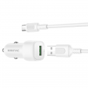 Borofone Car charger BZ34 Cloud - USB - QC 3.0 18W with USB to T Borofone Car charger BZ34 Cloud - USB - QC 3.0 18W with USB to T