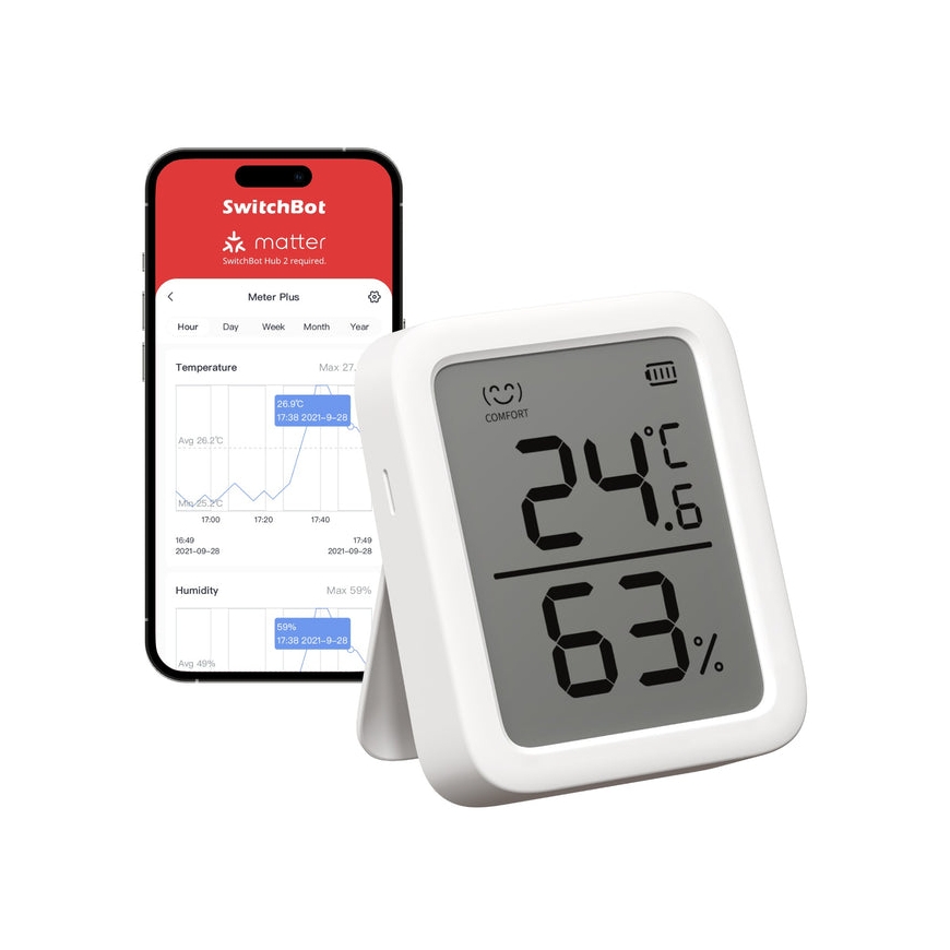 SwitchBot Meter Plus Для помещений Датчик температуры и влажности Отдельностоящий Беспроводной – 3