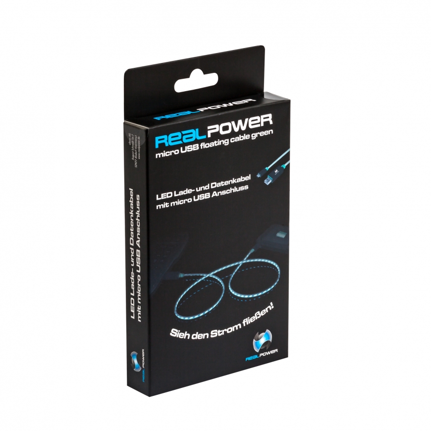 RealPower USB A/Micro-USB B 0.75m USB kabelis USB 2.0 0,75 m Juoda, Žalia – 3