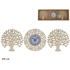 Laikrodžio rinkinys, 2 medžiai 24 cm, baltas, 24 x 24 x 3 cm, DE