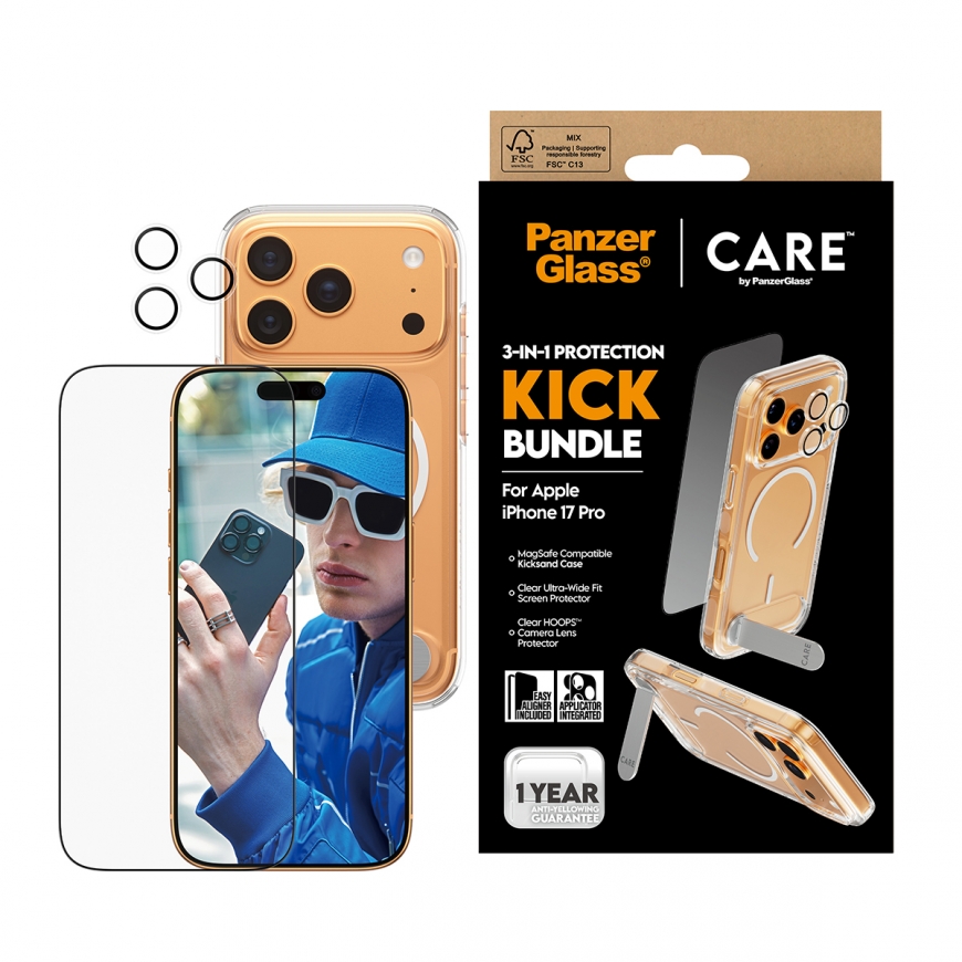 PanzerGlass ® | CARE by ® 3-in-1 Feature Kick Bundle iPhone 17 Pro – 2