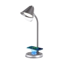 Immax FINCH LED настольная лампа с зарядкой Qi серый + серебряные элементы Immax FINCH LED настольная лампа с зарядкой Qi серый + серебряные элементы