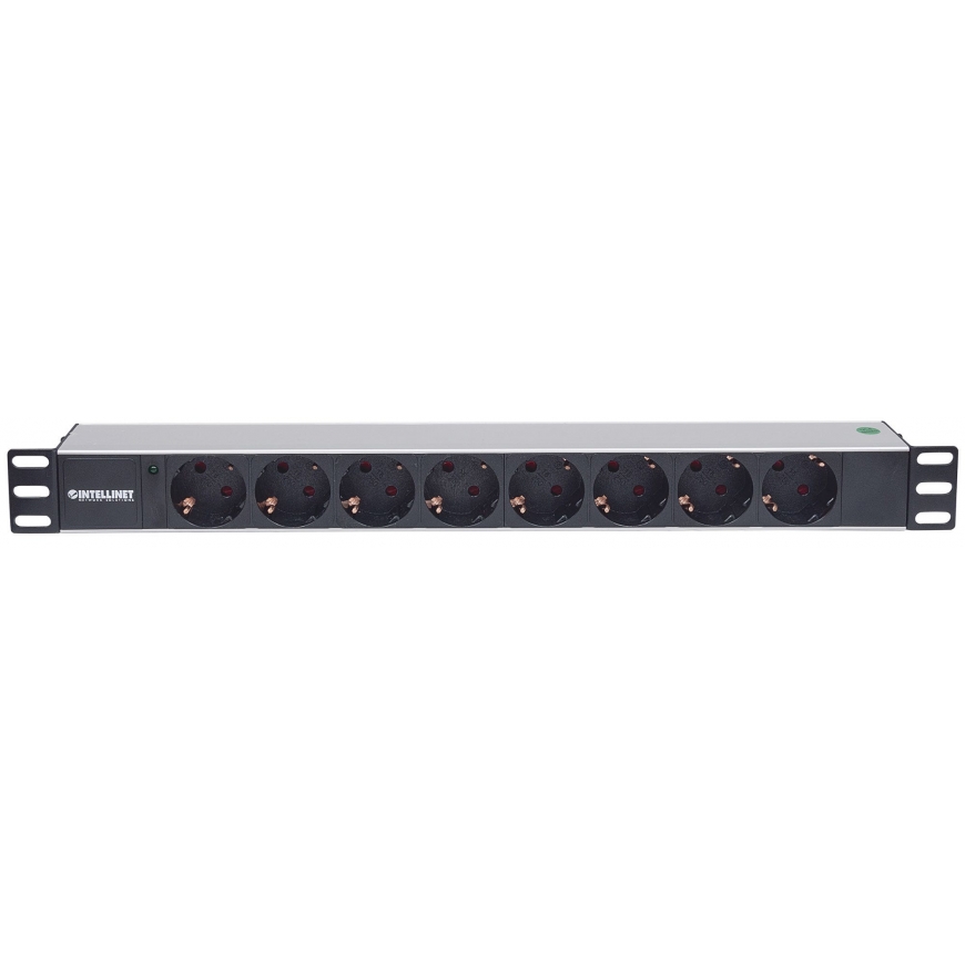 Intellinet 714037 tehonjakeluyksikkö 8 AC-pistorasia(a) 1U Alumiini, Musta – 3