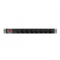 Lanberg PDU-08E-0200-BK toitejaotuskomponent (PDU) 8 vahelduvvoolu kontakt 1U Must