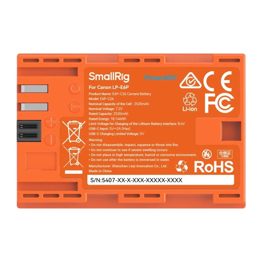SmallRig 5407 camera/camcorder battery Lithium-Ion (Li-Ion) 2520 mAh – 4