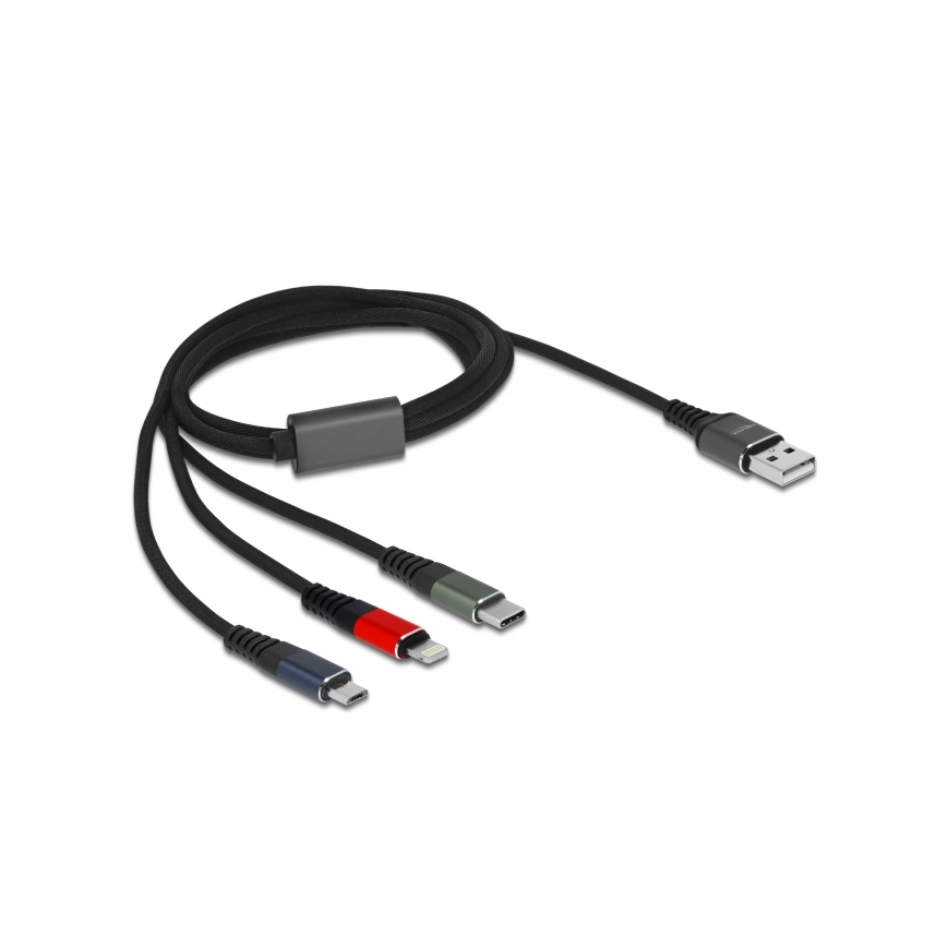 DeLOCK USB Charging Cable 3 in 1 Type-A to Lightning / Micro USB / USB Type-C 1 m 3-coloured