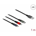 DeLOCK USB Charging Cable 3 in 1 Type-A to Lightning / Micro USB / USB Type-C 1 m 3-coloured DeLOCK USB Charging Cable 3 in 1 Type-A to Lightning / Micro USB / USB Type-C 1 m 3-coloured