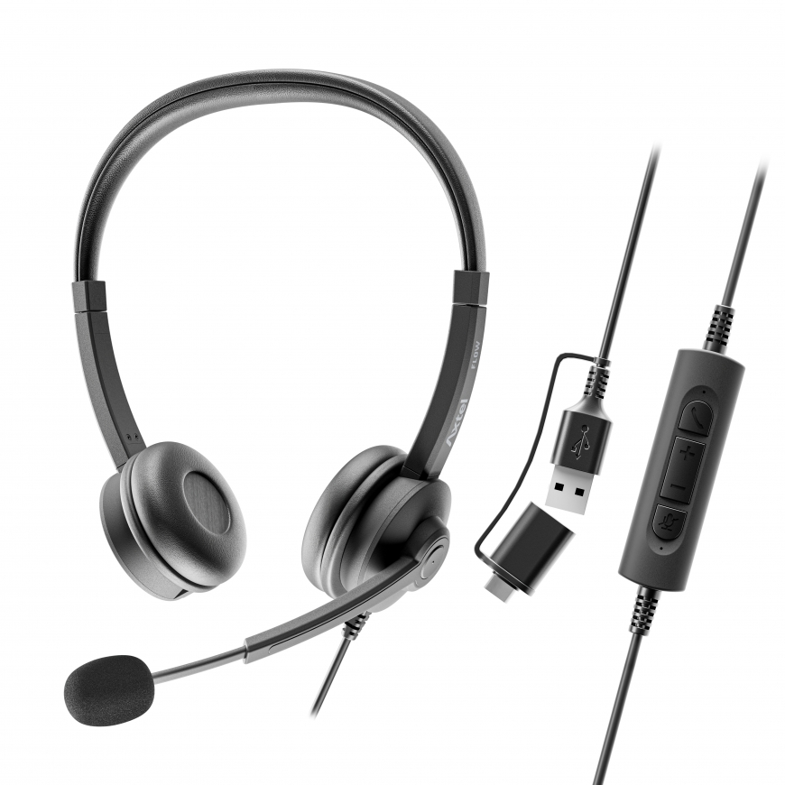 Axtel AXH-FLOWUCDC austiņas un brīvroku komplekts Vadu Birojs / zvanu centrs USB Type-C / USB Type-A – 3