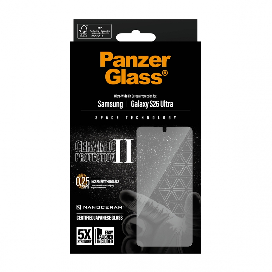 PanzerGlass ® Ceramic Screen Protector Samsung Galaxy S26 Ultra | Ultra-Wide Fit w. EasyAligner Selg – 3
